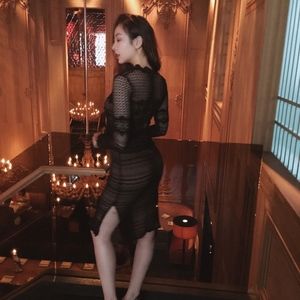 Black Lace Midi Dress